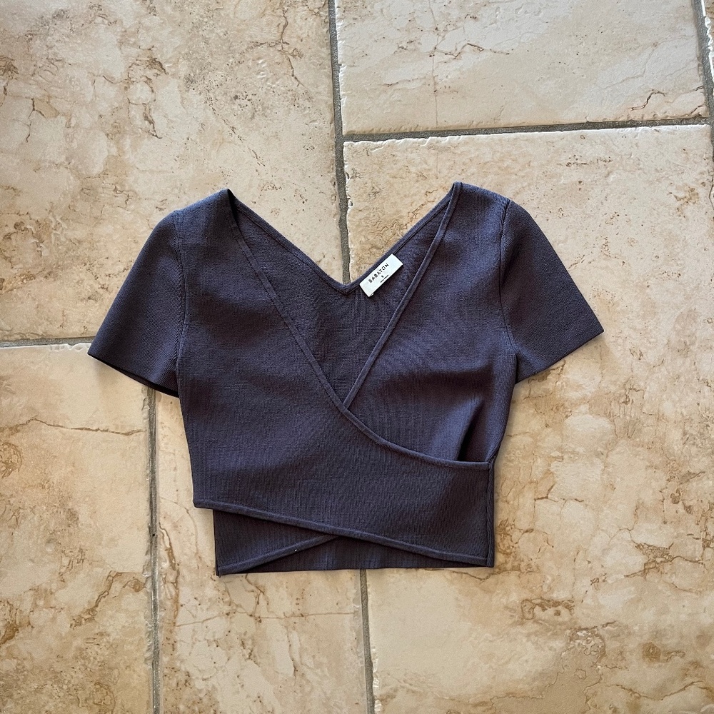 ARITZIA Babaton Sculpt Knit Cross Front Top